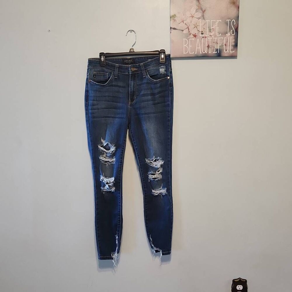 Judy Blue Womens Skinny Denim High Rise Destroyed Jeans 11/30